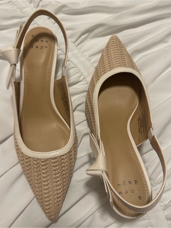a new day Shoes - a new day Beige Woven Pointed-Toe Slingback Mules